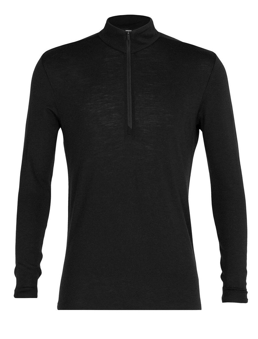 Black Icebreaker Merino 175 Everyday Long Sleeve Half Zip Thermal Top Men's Base Layers | AU 1371VRWD